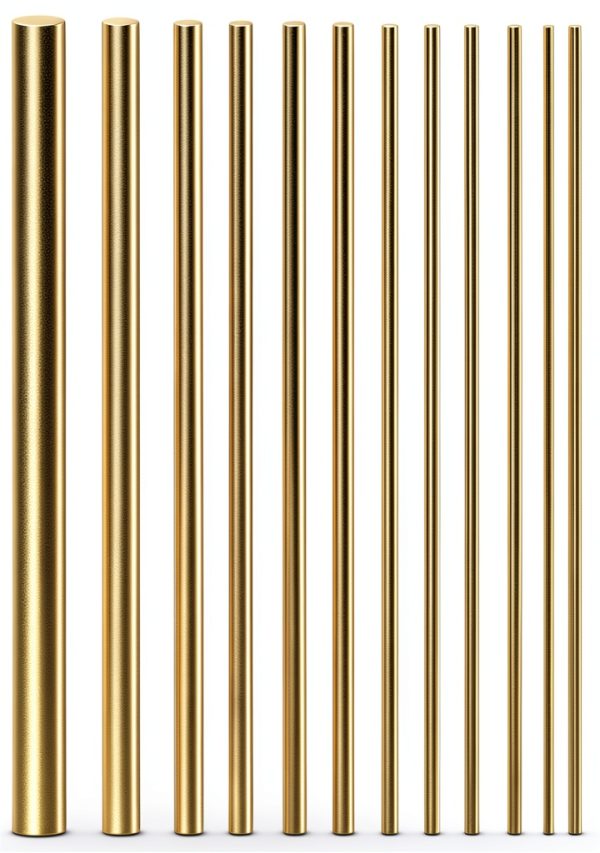 Sutemribor Brass Rods 15pcs Assorted 1mm-8mm Golden 100mm Length Model-0