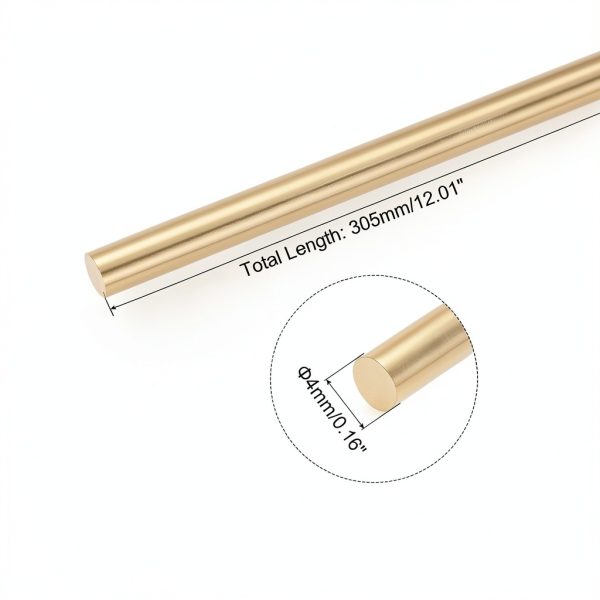 MECCANIXITY Brass Round Rod 4mm x 305mm Pack of 5 High Hardness-1